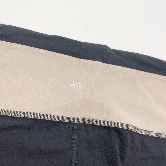 Athleta Chroma 7/8 Legging in Powervita Beige Black Criss Cross Waist M - Picture 11 of 12